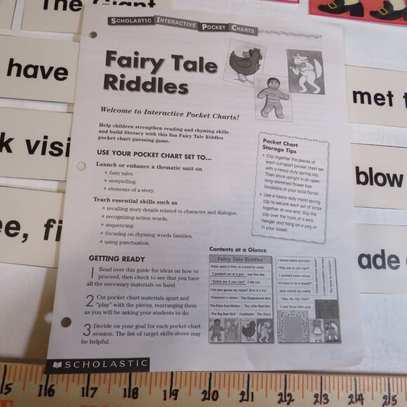 Fairy Tales POCKET CHART complete set LAMINATED Scholastic - Picture 11 of 14